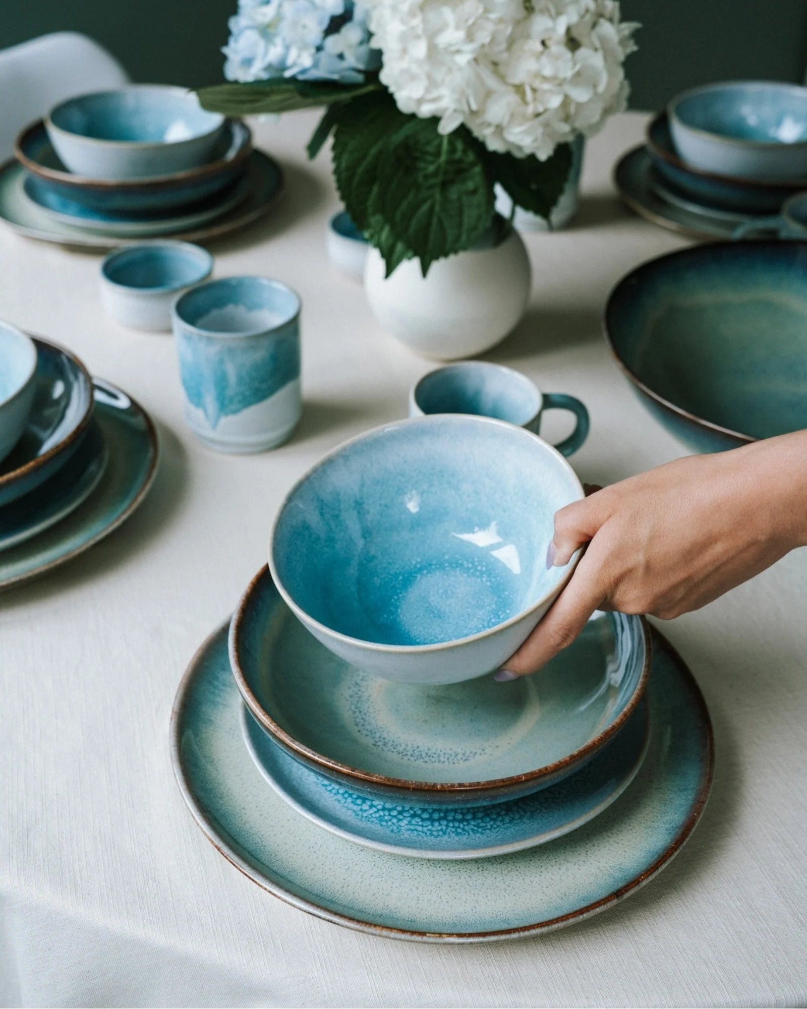 Geschirr-Set Soft Tide aqua grünblau 16-teilig - Image 2