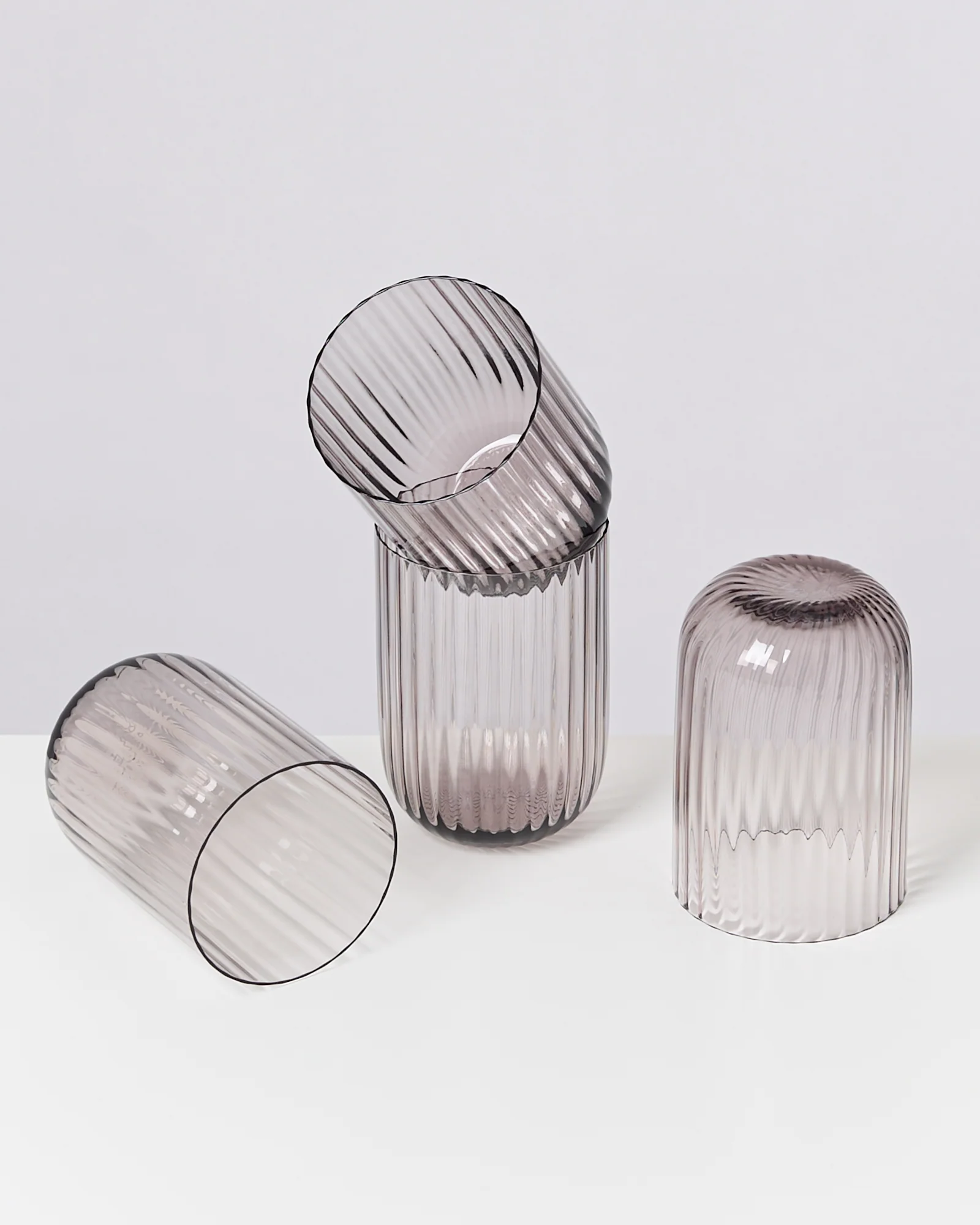 Joia Glas klein riffled grau 4er-Set - Image 2
