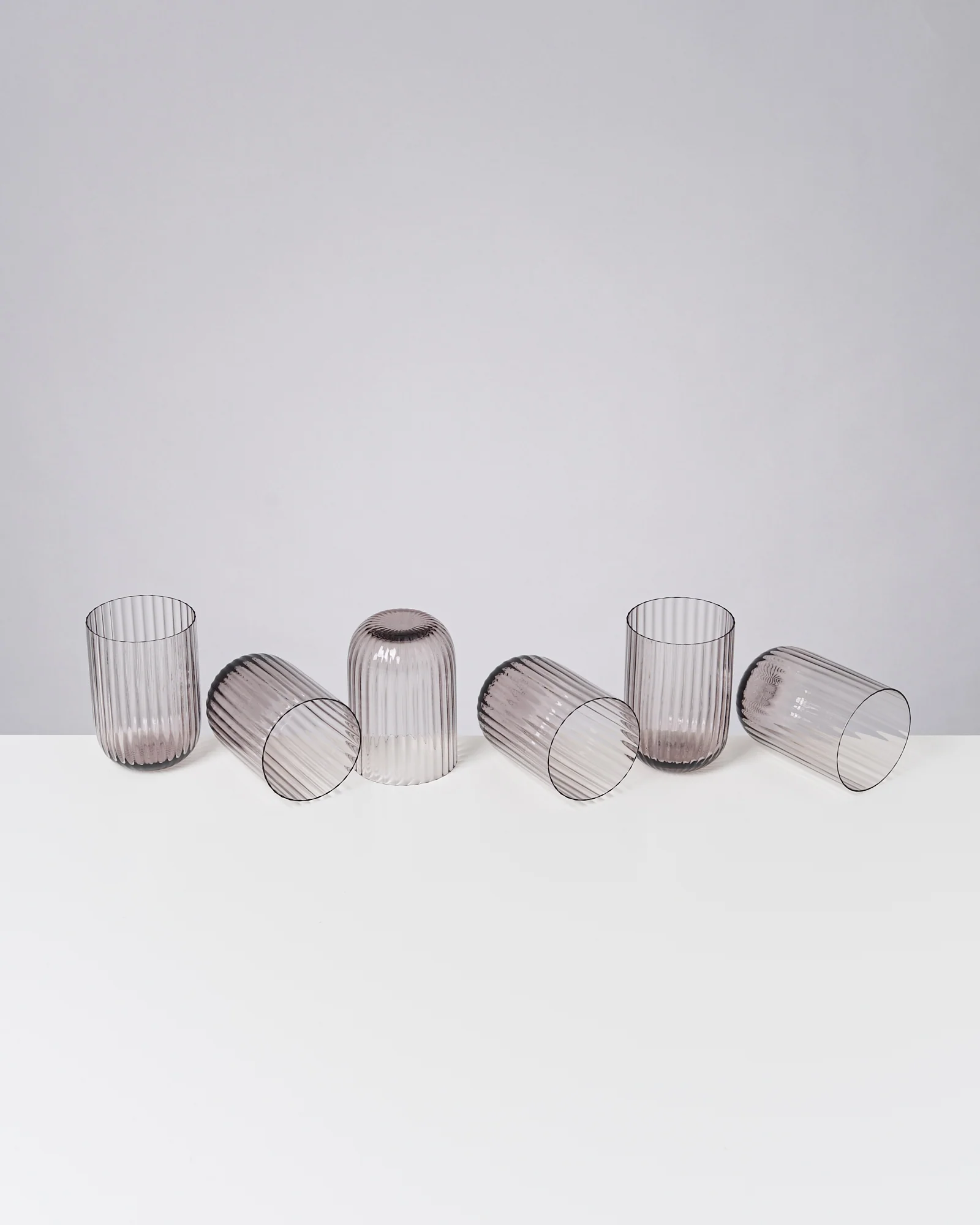 Joia Glas klein riffled grau 6er-Set - Image 5