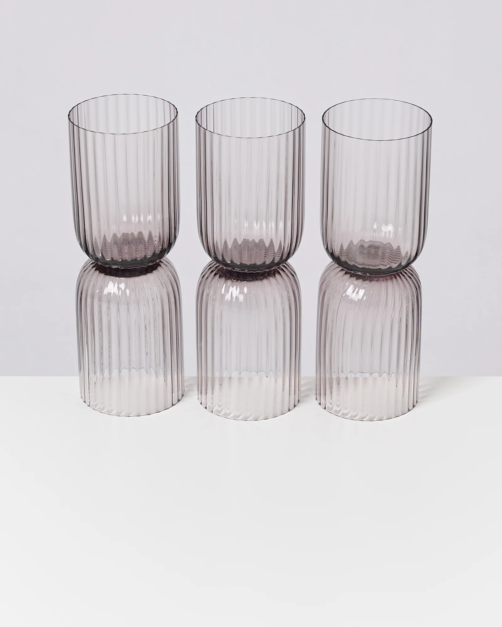 Joia Glas klein riffled grau 6er-Set - Image 6