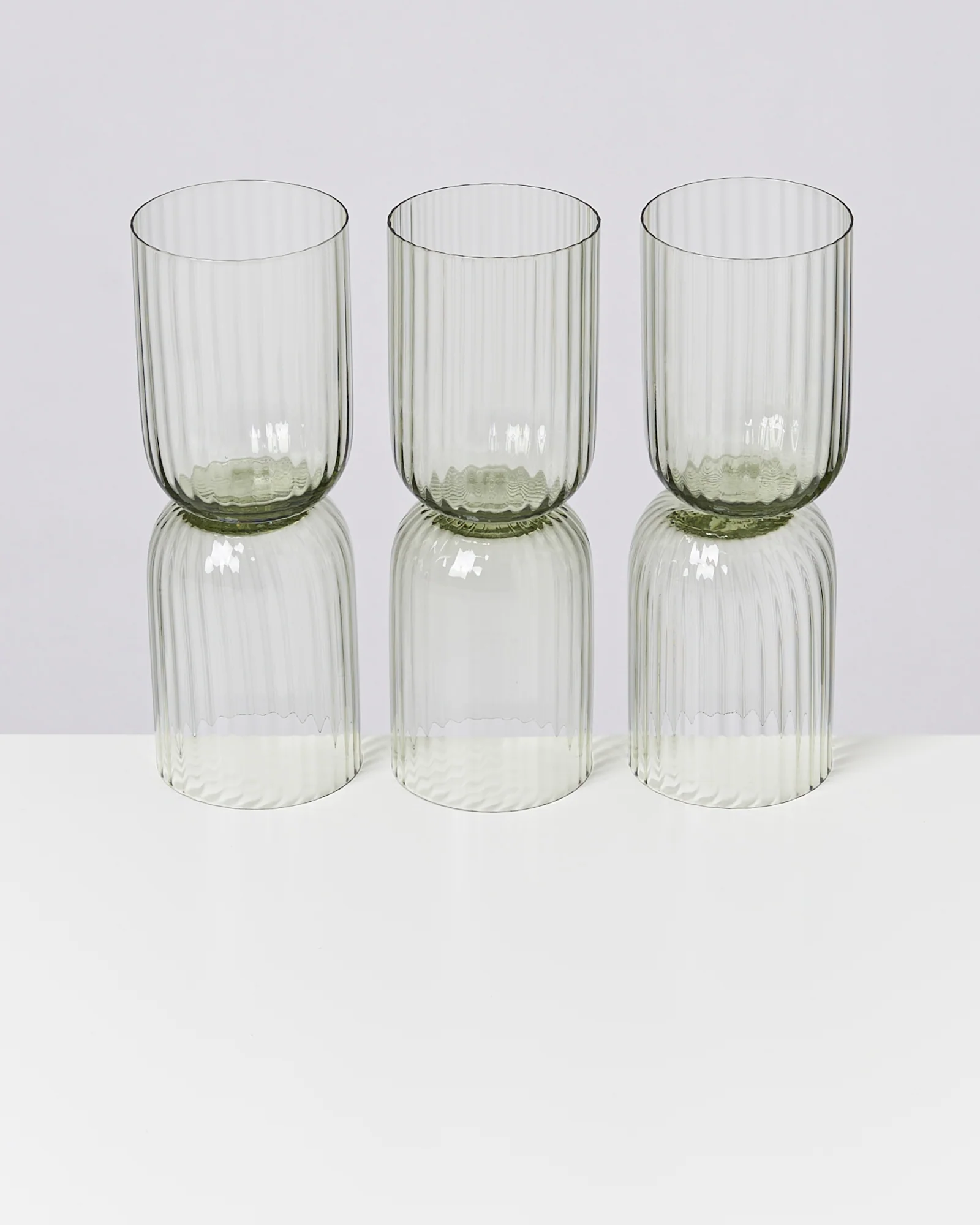 Joia Glas klein riffled smaragd 6er-Set - Image 4