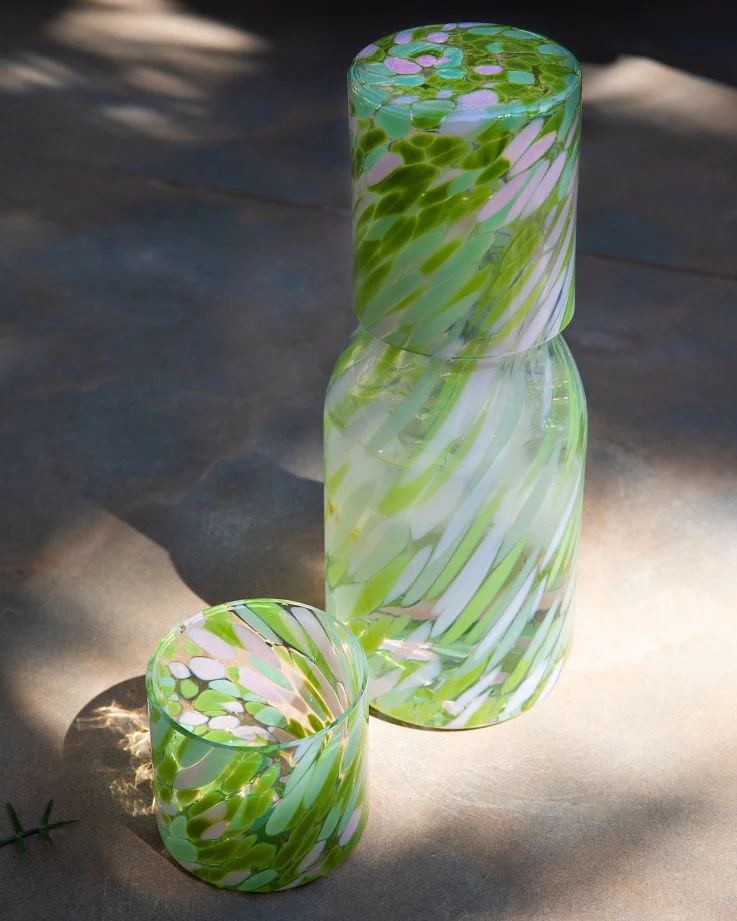Joia Glas klein drops grün rosa - Image 3