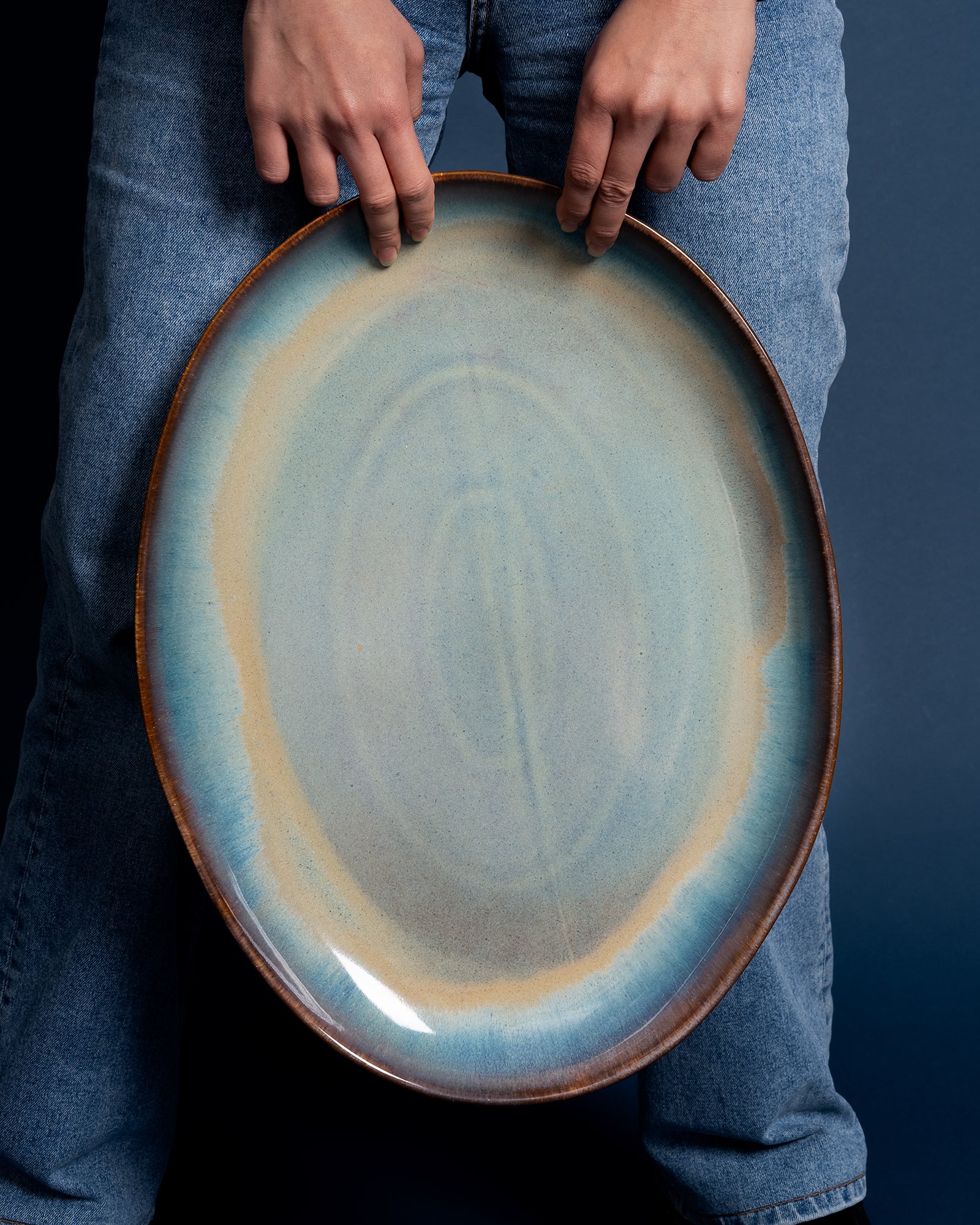 Madeira Servierplatte XL oval grünblau - Image 3