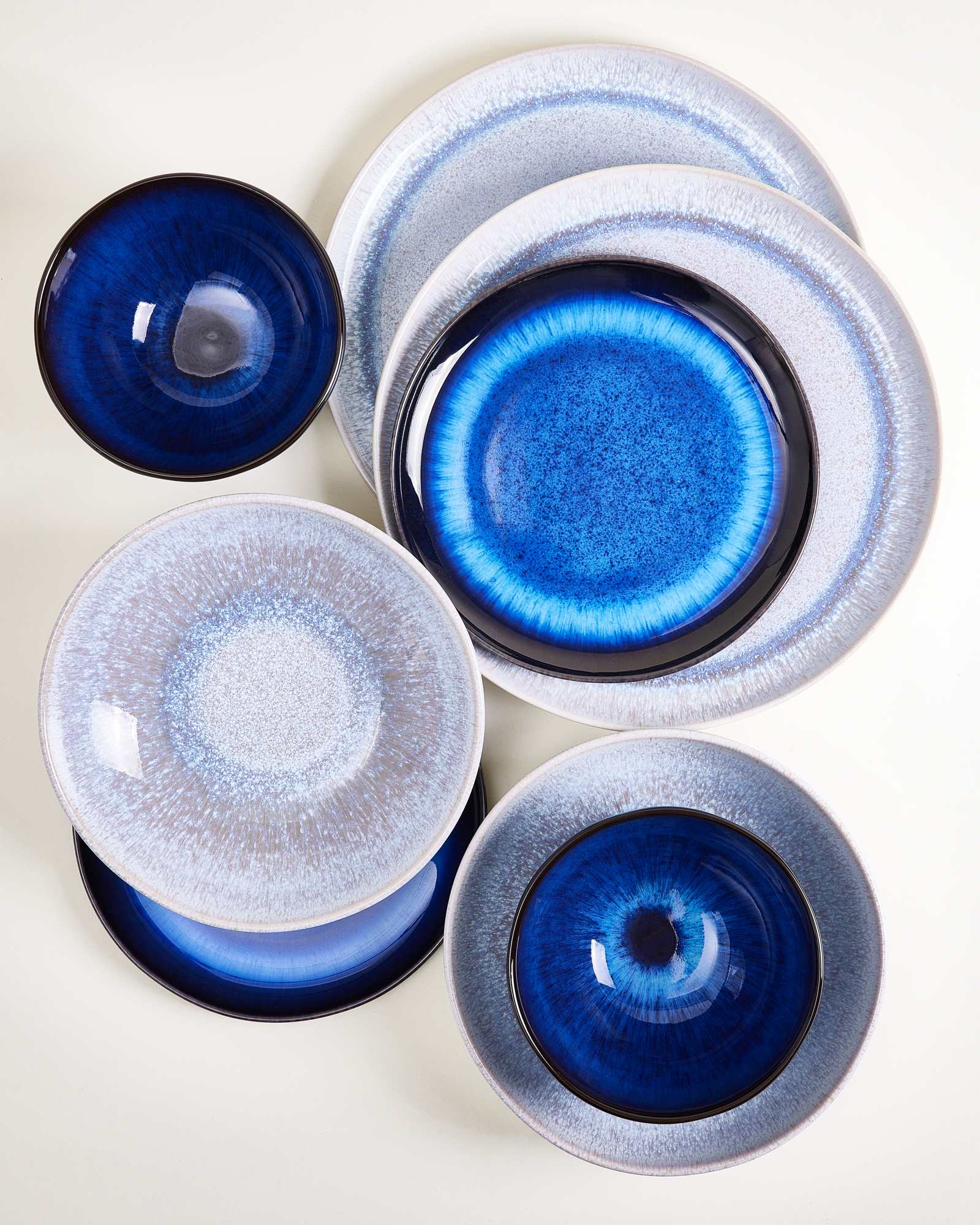 Melides Geschirr-Set deepseablue stoneblue 8-teilig