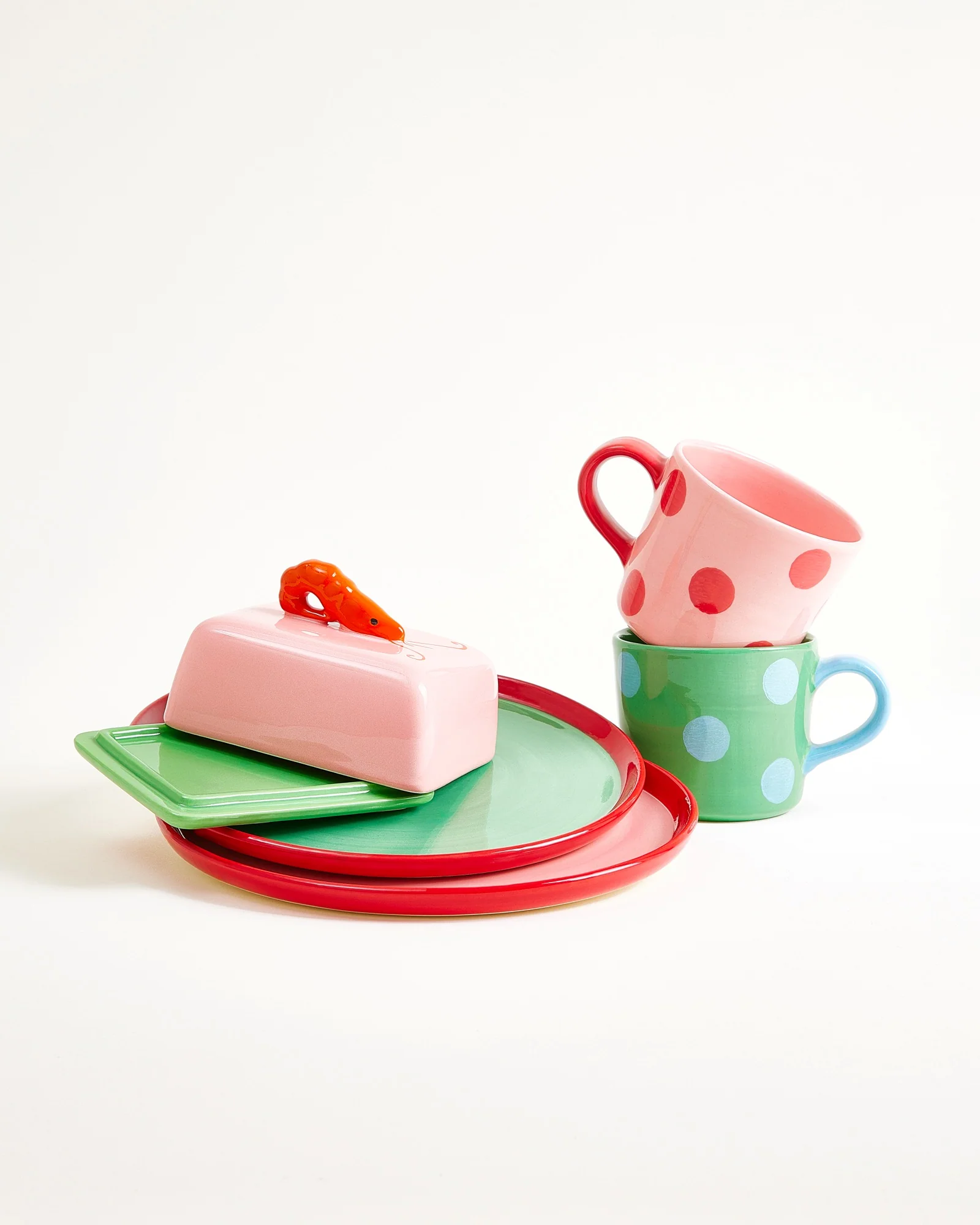 MaM x Isis Maria Geschirr-Set Shrimp Dot mix 5-teilig