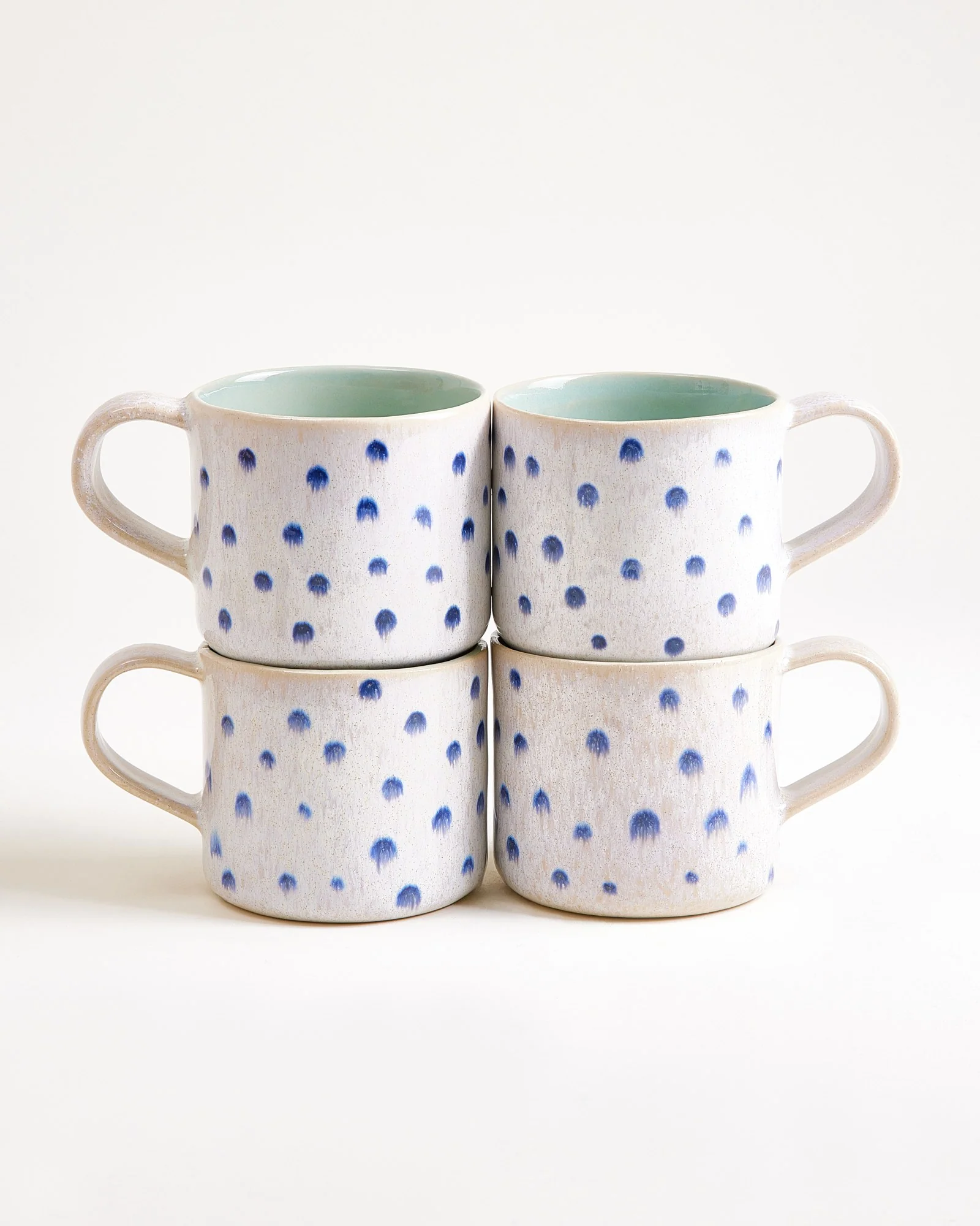 Nódoa Tasse groß gepunktet mint blau 4er-Set