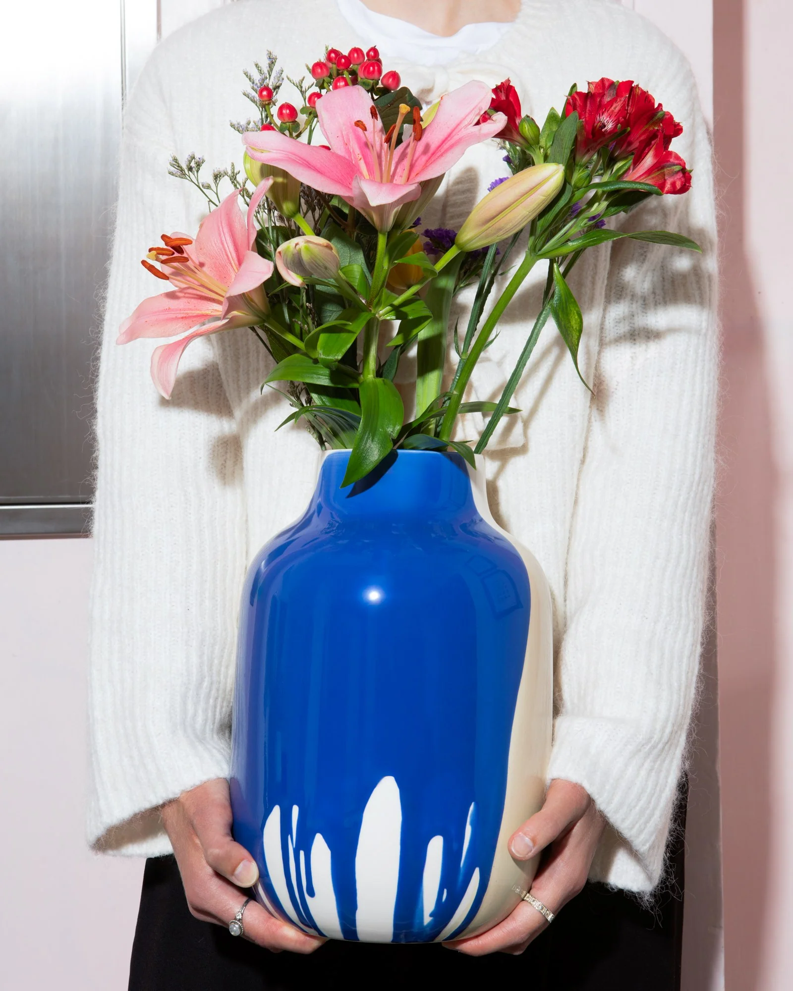 Nuno Vase L drip sand blau - Image 2