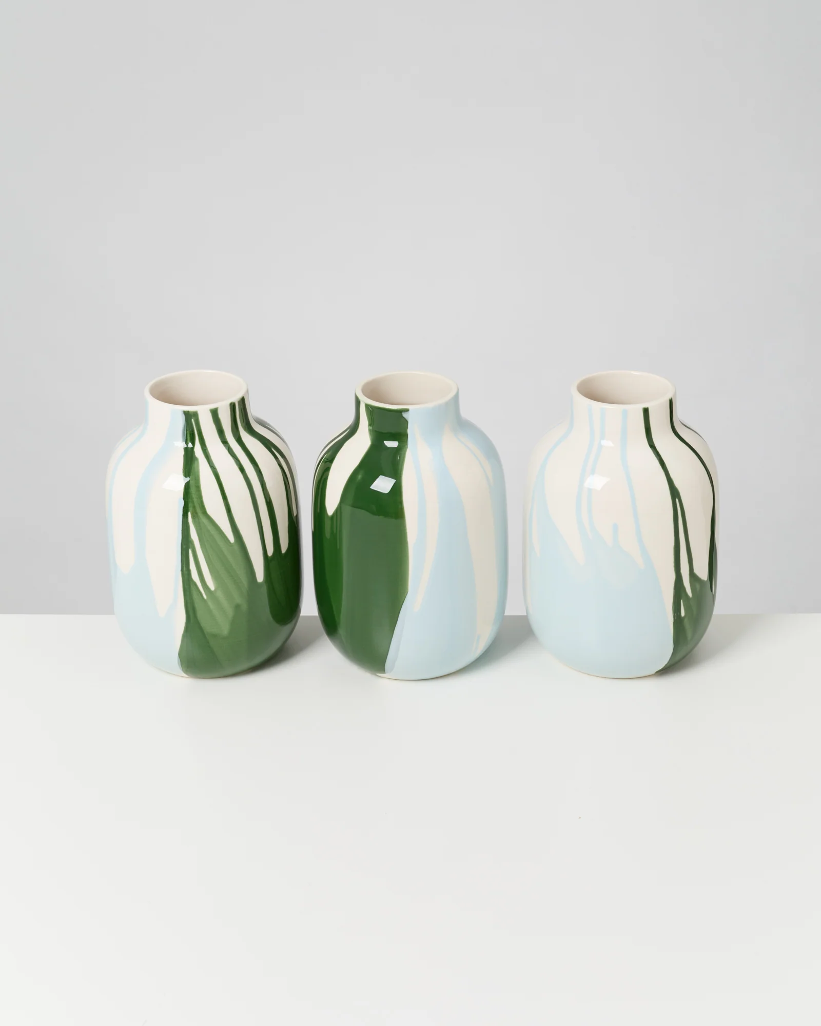 Nuno Vase M drip dunkelgrün hellblau - Image 4