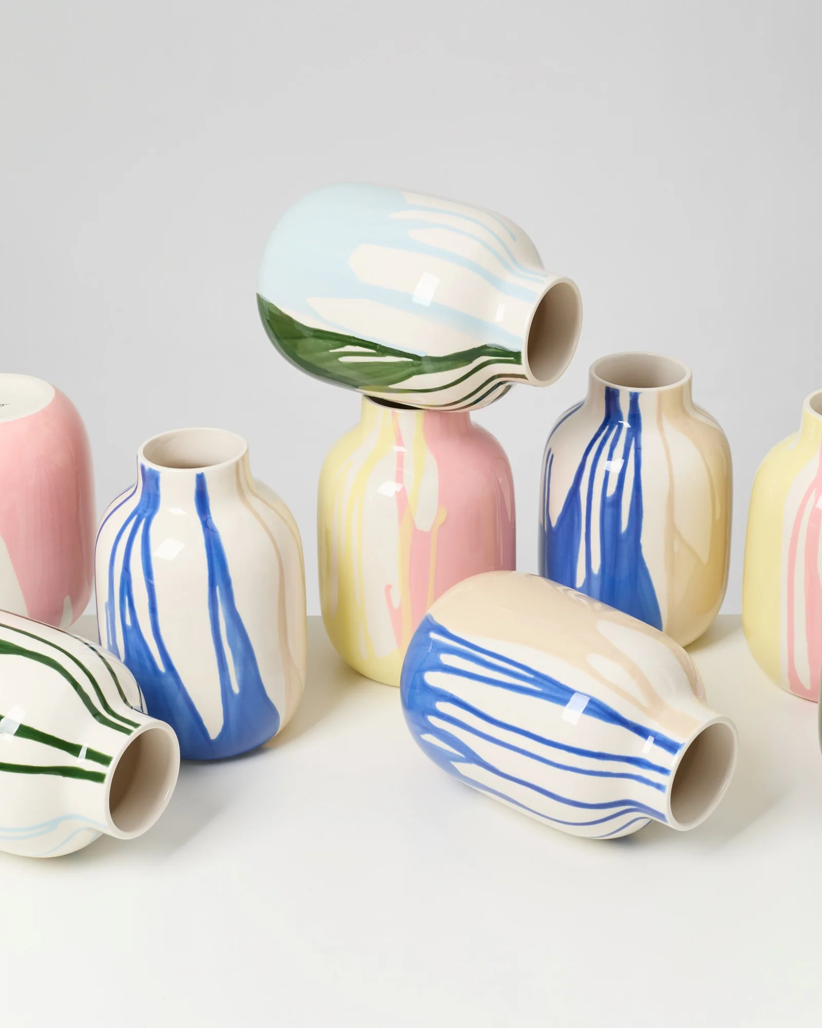Nuno Vase M drip dunkelgrün hellblau - Image 7